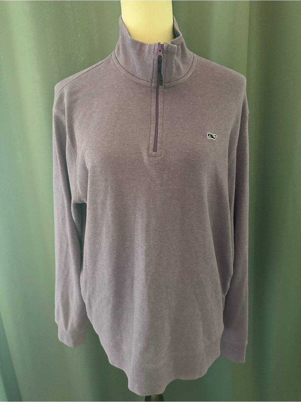 Vineyard Vines Mens M Pima Cotton 1/4 Zip Pullover Sweater Purple Whale Logo